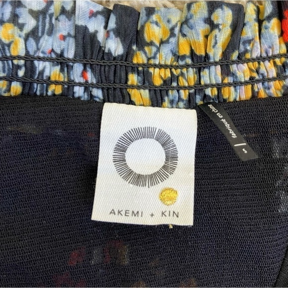 Anthropologie Akemi + Kin Adria Black Floral Smocked Chiffon Mesh Blouse Sz S - Picture 11 of 16